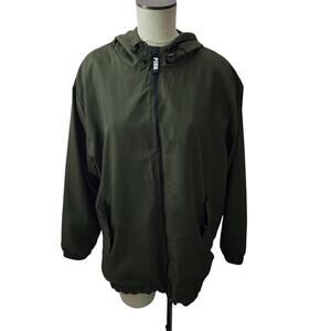 Pink Victoria Secret‎ Anorak Olive Green Rain Jacket with Hood Size M